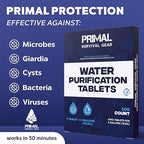 Water Purifier Tablets –Water Purification Tablets for Emergency Water - Hiking, Camping, Survival, Emergency – Drinking Water Filtration System Survival Tabs - Purificador De Agua - 100 Tablets - 4G