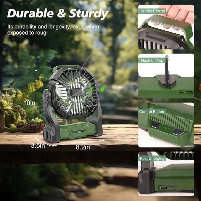 Portable Fan Rechargeable, 20400mAh Cordless Battery Powered Fan with LED Lantern, USB C Battery Operated for Travel Bedroom Home Camping Tent Office Beach Desk Fishing Table