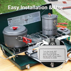 Camping Stove, 3 Burners Propane Portable Camp Stove with Regulator, Push-Button Instant Ignition, Adjustable Burners & Wind Guards for Car BBQ Picnics Outdoor Cooking (GREEN-20400 BTUs)