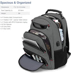 Boavan Laptop Backpack for men, 15.6 inch Laptop Bag with USB Port, Waterproof Travel Work Backpack Purse, Anti-Theft Teacher Nurse Doctor Casual Bookbags Office Business backpack，Grey