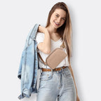 JSJ Mini Fanny Pack for Women & Men,Valentines Day Gifts for Girls Teens Kids Daughter Sister Her,Trendy Stuff Crossbody Bags Cute Everywhere Belt Bags. (Light Brown)