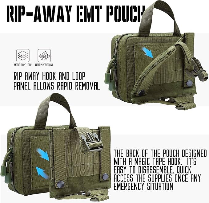 Upgrade Molle Rip Away Ifak Pouch, Tactical Small Belt First Aid Pouch Medical Utility EMT Pouch Only