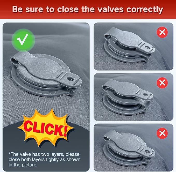 Double Sleeping Pad Camping, Self Inflating 6'' Extra-Thick 2 Person Pillow Built-in Foot Pump Waterproof Inflatable Sleeping Mat Backpacking, Tent, Hiking, Portable Camping Pad