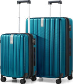 Hanke Expandable Hard Shell Luggage Sets 2 piece Carry on Luggage with Wheels Suitcases Lightweight Checked Tsa Luggage Rolling Large Suitcase Travel Luggage Bag Woman Men 20/29 Inch(Caribbean Blue)
