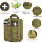 Medical Molle Pouch Tactical - 1000D Nylon First Aid Pouch, Big Capacity EMT Pouch Utility, Heavy Duty Military Grade Rip-Away Ifak Pouch for Home and Outdoor Activities（Bag Only
