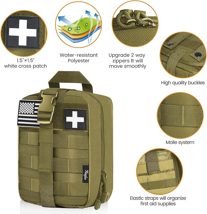 Medical Molle Pouch Tactical - 1000D Nylon First Aid Pouch, Big Capacity EMT Pouch Utility, Heavy Duty Military Grade Rip-Away Ifak Pouch for Home and Outdoor Activities（Bag Only