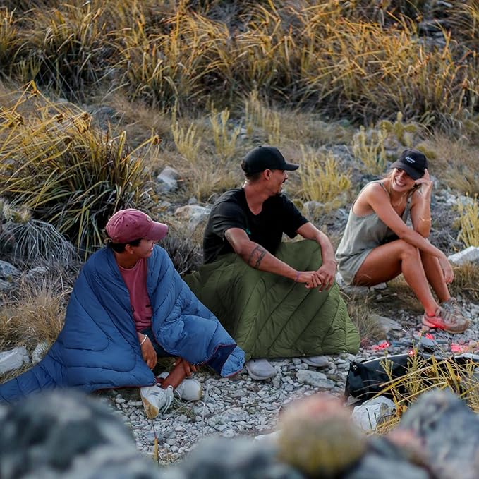 zzlamb Camping Blanket, Outdoor Lightweight Travel Blanket Puffy Portable Down Alternative, Windproof Warm Cloak with Snaps, Cozy Quilt Backpacking Picnic RV Plane Car Hammock Beach Climbing