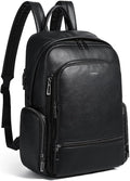 Leather Backpack for Women, Fits 15.6 Inch Laptop, Soft Vegan Leather Backpack for Travel and Daily Use, Black