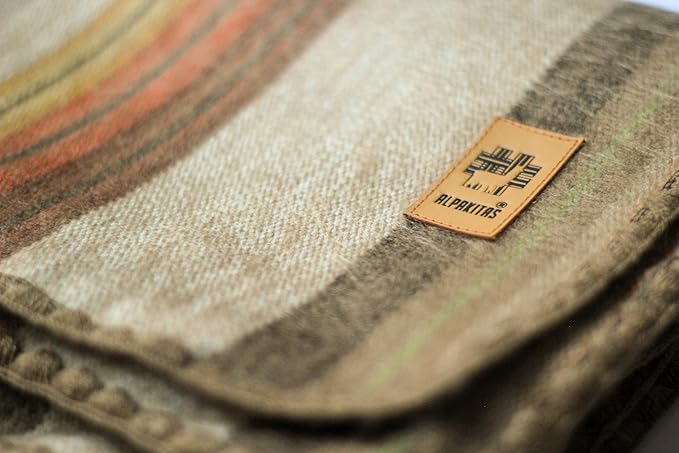 Alpaca Wool Blanket - Queen Size Bed - Alpaca Throw - Best Gift & Warm, Lightweight, Couch or Camp - Outdoor - 87 x 64 Inches (Brown)
