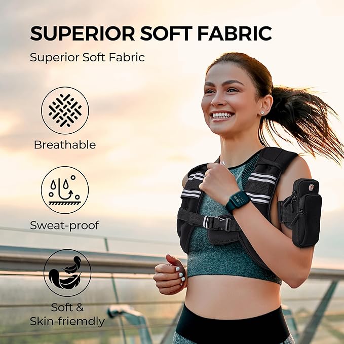 PACEARTH Weighted Vest,4lb/6lb/10lb/12lb/16lb/20lb/25lb/30lb Weight Vest with Reflective Stripe, Body Weight Vests Adjustable for Men, Women Workout, Strength Training, Running, Walking, Jogging