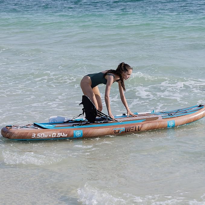 UPWELL Universal Kayak Seat with Detachable Storage Bag & 4 Adjustable Strap, Paddle Board Seat with Memory Foam Padded and Backrest for Kayak, Canoe, Sup