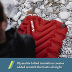 KLYMIT Insulated Static V Inflatable Sleeping Pad | Comfortable, Lightweight, Easy to Inflate, Portable Air Bed Mattress for Camping, Backpacking and Hiking — Red