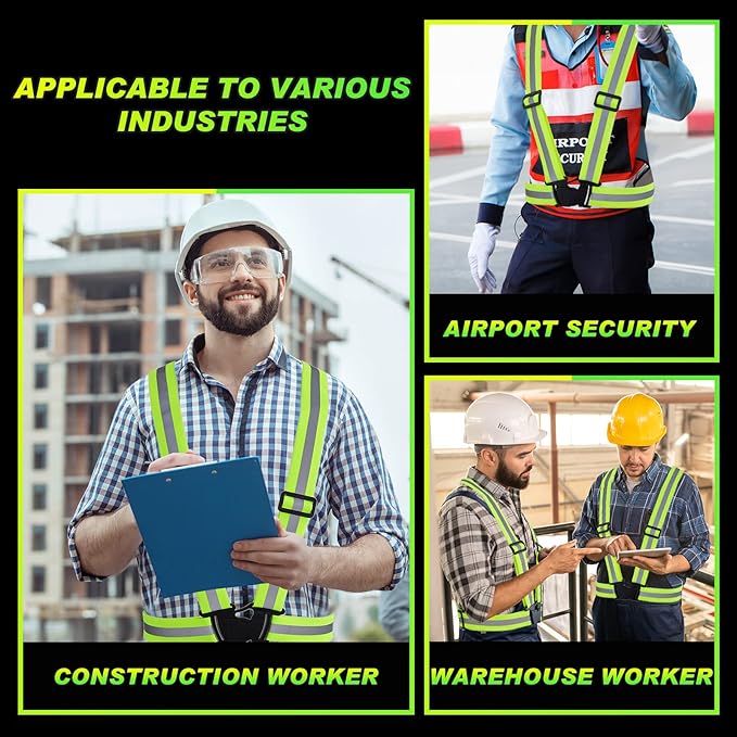 Hercicy 30 Pcs Reflective Vest High Visibility Safety Vests, Adjustable Bright Neon Lightweight Strap Gear (Yellow)