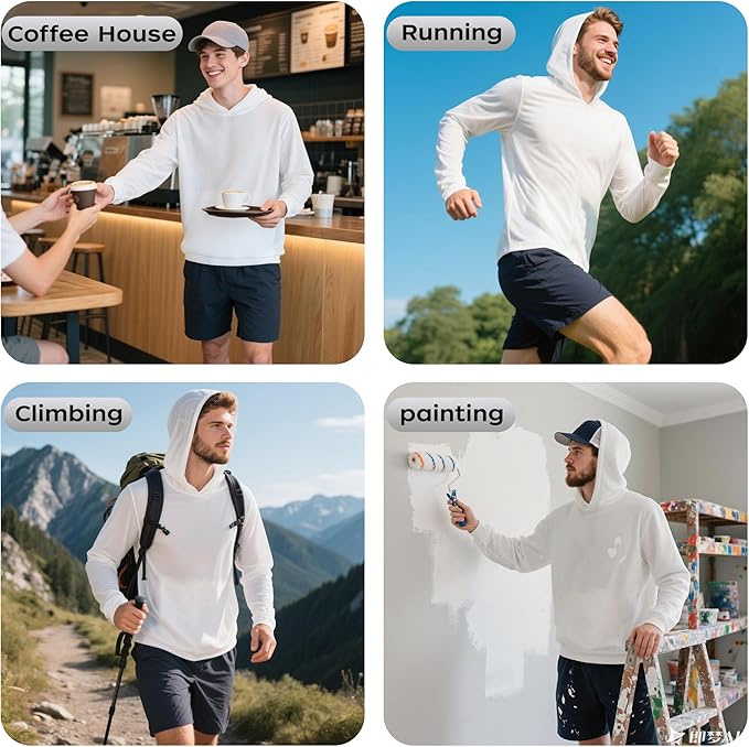 ProtectX High Visibility Sun Protection Lightweight Long Sleeve Hoodie, UPF 50+ Quick-Dry, SPF UV Shirt, Active Wear