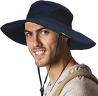 SUN CUBE Wide Brim Sun Hat Men Women, Fishing Hats Sun UV Protection, Mens Hiking Bucket Hat Safari Beach Boonie, UPF 50+