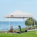 EAGLE PEAK 10x10 Slant Leg Pop-up Canopy Tent Easy One Person Setup Instant Outdoor Beach Canopy Folding Portable Sports Shelter 10x10 Base 8x8 Top (White)