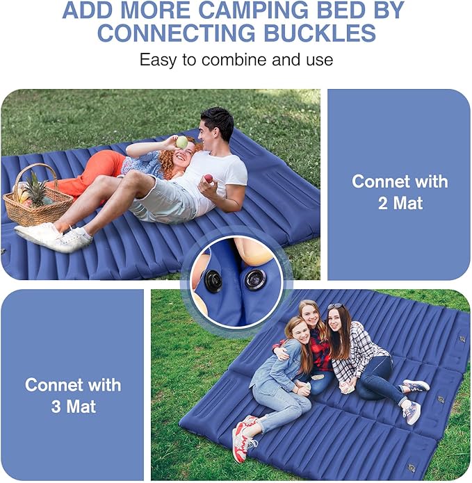 Sleeping Pad for Camping, 5" Extra-Thick Camping Mat with Pillow Built-in Foot Pump, Ultralight Inflatable Sleeping Mat for Camping, Backpacking, Hiking, Camp Tent