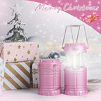 4-Pack Mini LED Pink Camping Lanterns, Portable Camping Lights, Outdoor Handled Lamps, Essential Emergency Lights for Power Outages, Hiking, Hurricane