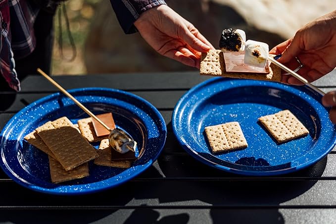 Enamelware for Camping and Backpacking - Camping Cookware Gear Essentials for Outdoor/Indoor Use and Backpacking Adventures (Made by Caddis Sports) (10 Inch Plate (4 Pack))