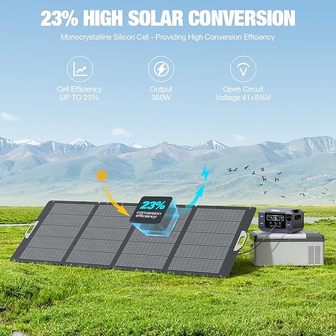 GRECELL 350W Portable Solar Panel for Power Station Generator, Foldable Solar Panel, 37.4V High-Efficiency Solar Charger 350W Power Backup with XT60/Anderson Output for Outdoor Van Camper Off-Grid