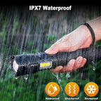 Rechargeable Flashlights 90000 High Lumen, 10000 ɱAh ΒATTERY LED Flashlight with Cob-Light for Home, Super Bright Flash Light 7 Modes, IPX7 Waterproof for Outdoor Camping