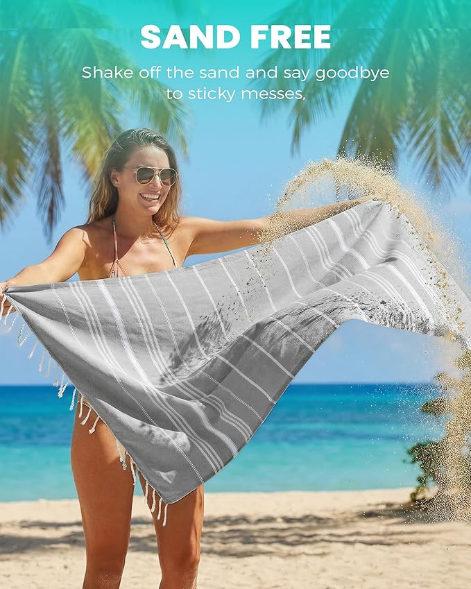 4 Pack Turkish Beach Towels Quick Dry Sand Free Soft Absorbent Extra Large Xl Big Blanket Adult Oversized Bath Pool Swim Towel Lightweight Thin Fast Drying Compact No Sand Packable Vacation Essentials