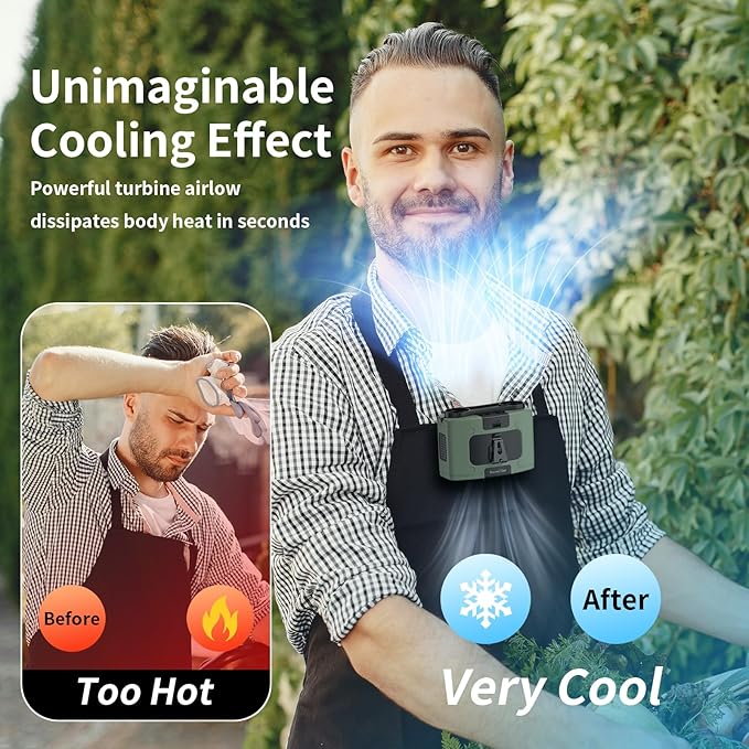 Socool 20000mAh Portable Waist Fan Clip on Wearable Belt Personal Fans Rechargeable Battery Operated, 40H Cooling Fan with 10 Speeds & Dual Motors, Neck Fans Hanging Hands-Free for Outdoor Travel