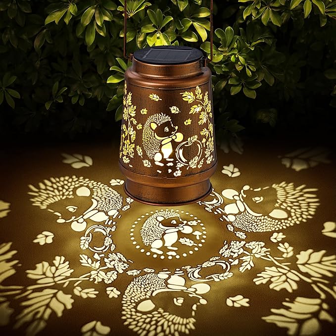 Solar Lanterns Outdoor Waterproof Hedgehog Garden Decorations Gifts for Women Gifts for Mom Grandma Birthday Gifts Hanging Solar Lanterns Outdoor for Garden Decoration, Patio, Lawn, Passageway