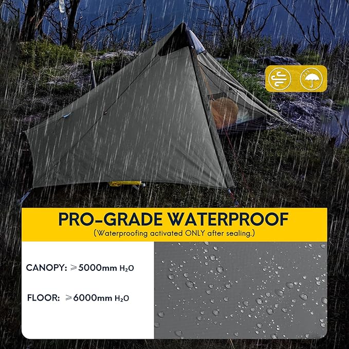 LANSHAN Ultralight Tent 3-Season Backpacking Tent for 1-Person or 2-Person Camping, Trekking, Kayaking, Climbing, Hiking