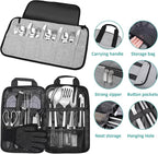 Camping Kitchen Utensil Set Outdoor Cooking Set Accessories Camping Cookware Kit for Travel, RVs, BBQs Stainless Steel Portable Camping Essentials Cooking Knife Set