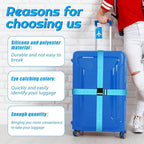 Weewooday 8 Pcs Luggage Straps Suitcase Tags Set for TSA Approved, 4 Travel Adjustable Suitcase Belt, 4 Silicone Luggage Tags with Name ID Card Travel Accessories(Blue,Airplane)