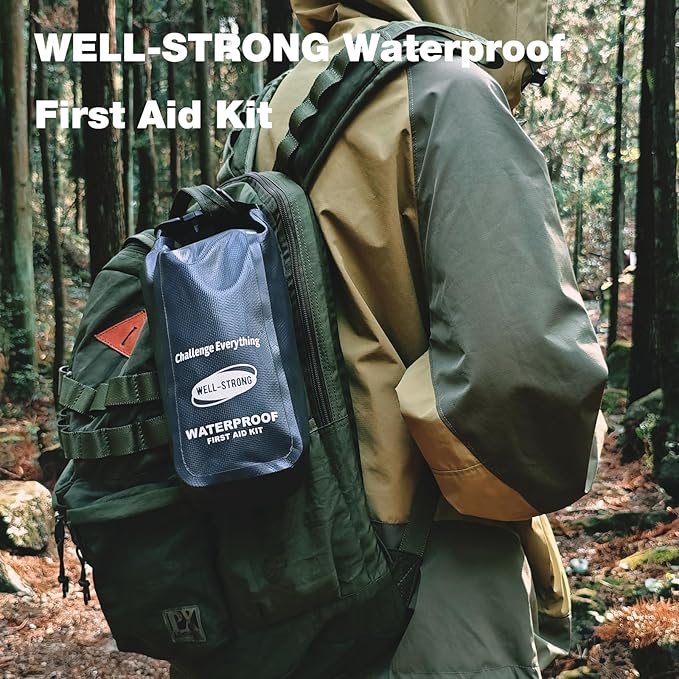Waterproof First Aid Kit Roll Top Boat Emergency Kit with Waterproof Contents for Fishing Kayaking Boating Swimming Camping Rafting Beach Dark Grey