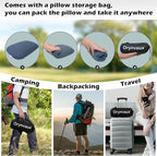 Memory Foam Camping Pillow - Lightweight & Portable Small Travel Pillow for Airplane & Train Travel, Camping, Backpacking, Removable Washable Cover, Easy to Clean, Includes Storage Bag