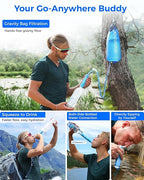 Waterdrop Gravity Water Filter Straw, Camping Water Filtration System, Water Purifier Survival for Travel, Backpacking and Emergency Preparedness, 1.5 gal Bag, 5 Stage Filtration, Pack of 1