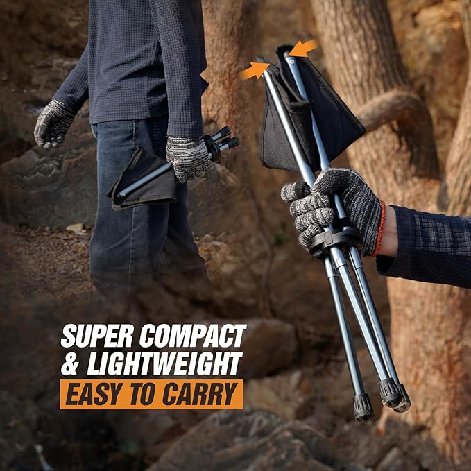 REDCAMP 2 Pack Ultralight Camping stools with Retractable Legs, Portable 3 Legged Tripod Camping Stools for Adults Fishing Backpacking Hunting, Black