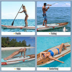 Inflatable Paddle Boards for Adults and Youth, 11'x33 Wood Grain Stand Up Paddle Board with SUP Accessories, Portable Inflatable Paddleboard for All Skill Levels,Blow Up Paddle Board as Present