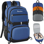 Seektop 40L Hiking Backpack Foldable Daypack for Women Men, Lightweight Travel Backpack Carry on Flight Approved Work Business Leisure Bag (Blue)