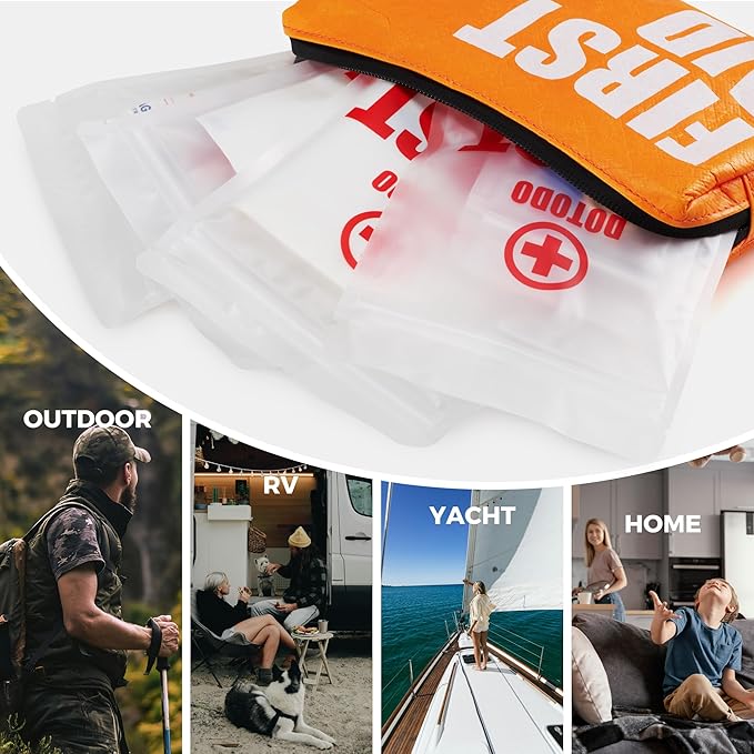 Emergency First Aid Kit Survival - Dotodo Car Medical Kit | Portable Emergency Kit for Trave, Home, Sports, Camping, Dorm, RV, Workplace (Orange, 125 PCS)