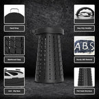 Upgraded Collapsible Stool with Max Load Capacity 330lbs Portable Telescoping & Folding Design Retractable Seat for Camping, Gardening, Fishing & Outdoor Adventures (Black)