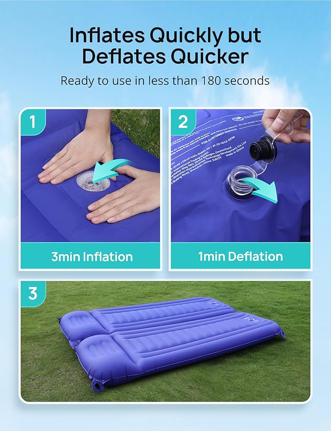 Sleeping Pad for Camping, Extra Thickness 5.5 Inch Ultralight Inflatable Sleeping Mat with Pillow Built-in Foot Pump, Compact Waterproof Camping air Mattress for Backpacking Hiking Traveling (Double)