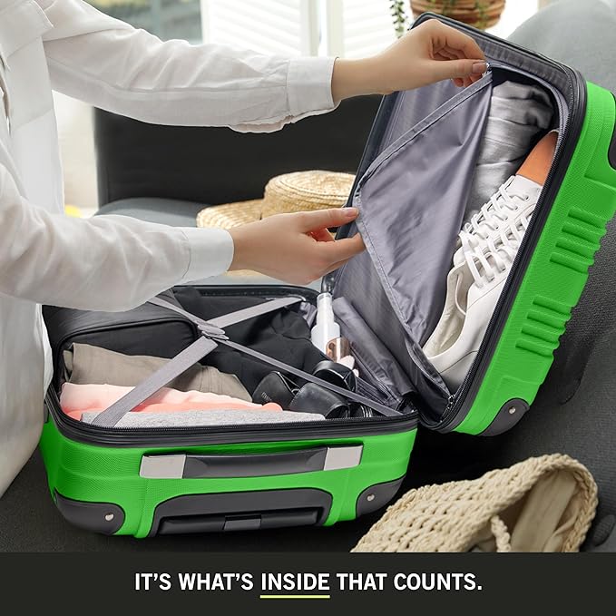 Kenneth Cole REACTION Out of Bounds Lightweight Hardshell 4-Wheel Spinner Luggage, Kelly Green, 2-Piece Set (20" & 28")