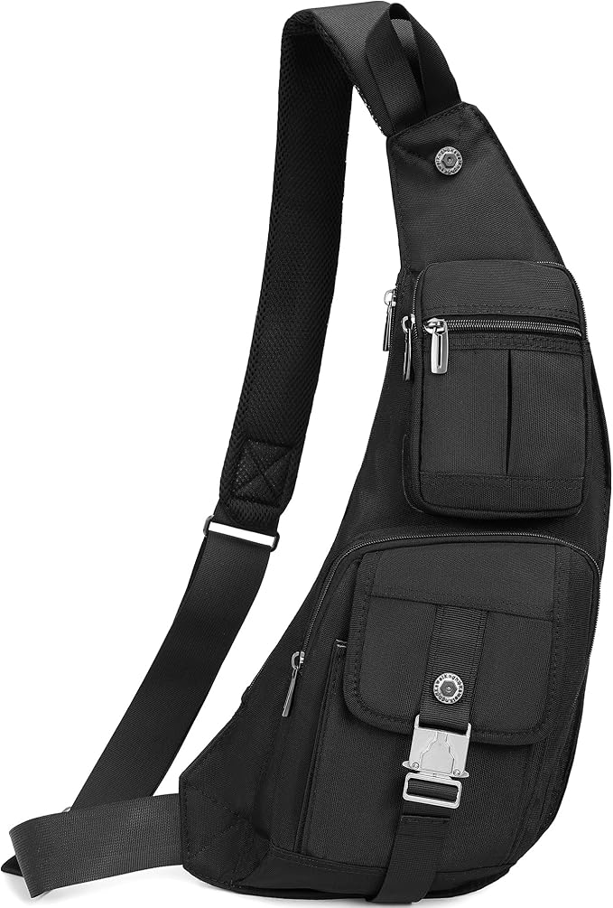 NICGID Sling Bag Chest Shoulder Backpack Crossbody Bags Casual Daypack for Men Women (Black-013)