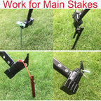 Camping Hammer Heavy Duty with Tent Stake Remover, 12.6" Steel Tent Hammer - Rubber Covered Handle Tent Mallet with Holding Strap (Black)