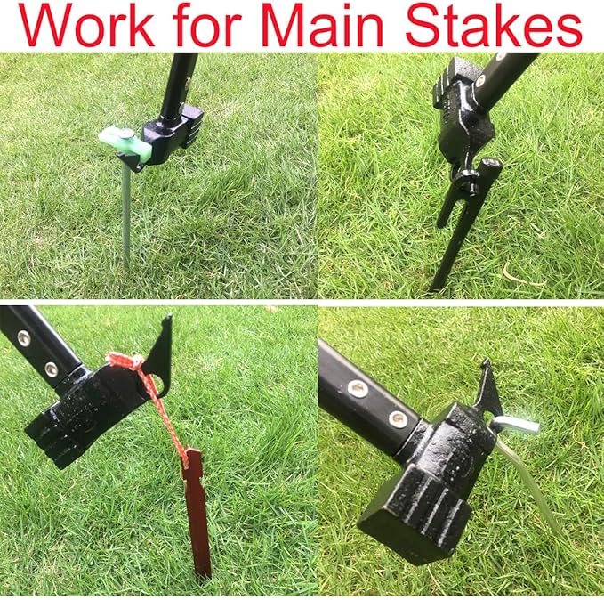 Camping Hammer Heavy Duty with Tent Stake Remover, 12.6" Steel Tent Hammer - Rubber Covered Handle Tent Mallet with Holding Strap (Black)