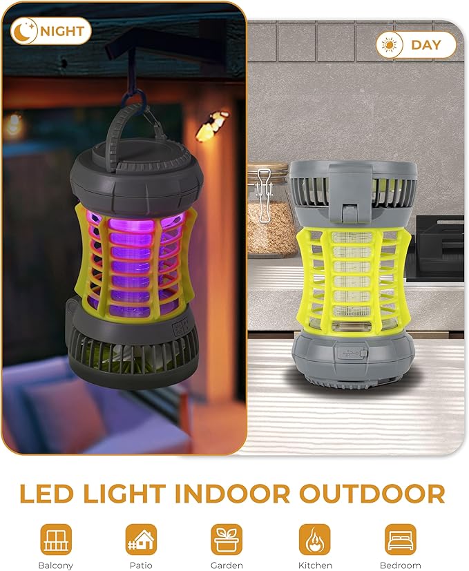 GREEN MORE Portable Camping Lantern with Cooling Fan - 18650 Battery Required (NOT Included), 6 Light Modes Camping Light Lightweight, for Power Outages Fishing Hurricane Emergency, Green