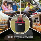 CAMPLUX FoldGo 2 Burner Portable Camping Stove 17,200 BTU, Foldable Propane Stove for Outdoor Cooking with Carry Bag, Portable Gas Stove with 2 Adjustable Burners, Red