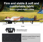Camping Cot, Ultralight Folding Backpacking Cot, Max Supports 352lbs, Portable Camping cots for Adults, Camping Bed for Camping, Outdoor Travel, Hiking, Home, Mountaineering (Black)