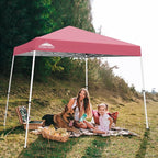 EAGLE PEAK 10x10 Slant Leg Pop-up Canopy Tent Easy One Person Setup Instant Outdoor Beach Canopy Folding Portable Sports Shelter 10x10 Base 8x8 Top (Peach Pink)