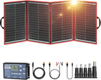 DOKIO 200W Portable Foldable Solar Panel Kit (20x27in, 9.7lb), with Separate Controller and Dual USB, Monocrystalline Charger for 12V Batteries & Power Stations, RV Camping Trailer Emergency Backup
