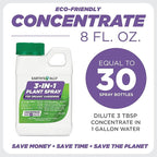 Earth's Ally 3-in-1 Plant Spray 8 oz Conc. Makes 6 gal | Better Than Neem Oil | Insecticide, Fungicide & Spider Mite Control for Organic Gardening, Pest Repellent for Indoor & Outdoor Gardening
